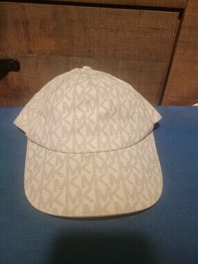 Michael Kors Cream and White MK Logo Cap